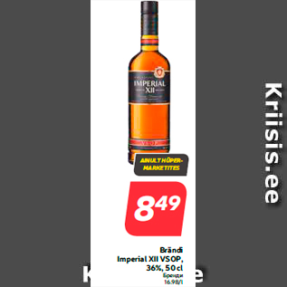 Allahindlus - Brändi Imperial XII VSOP, 36%, 50 cl