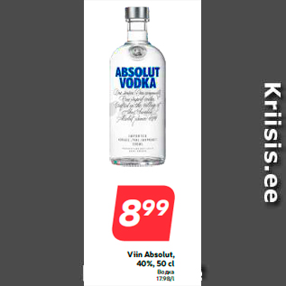 Allahindlus - Viin Absolut, 40%, 50 cl