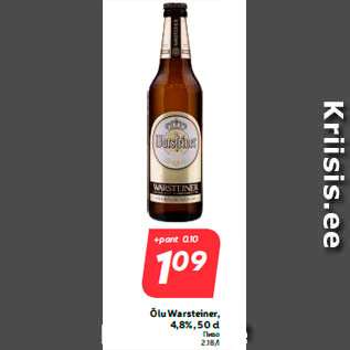 Allahindlus - Õlu Warsteiner, 4,8%, 50 cl