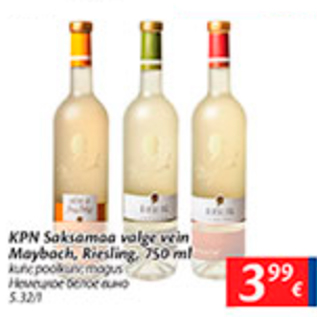 Allahindlus - KPN Saksamaa valge vein Mayboch, Riesling, 750 ml