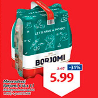 Allahindlus - Mineraalvesi Borjomi, 6 tk x 1 l