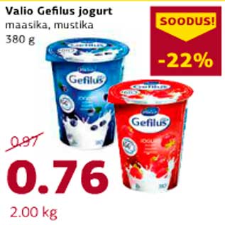 Allahindlus - Valio Gefilus jogurt 380g