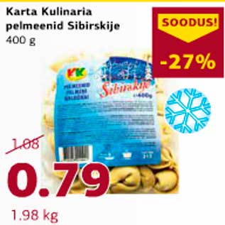 Allahindlus - Karta Kulinaria pelmeenid Sibirskije 400 g