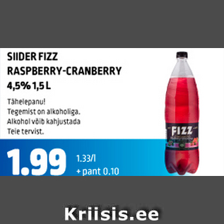 Allahindlus - SIIDER FIZZ RASPBERRY-CKANBERRY