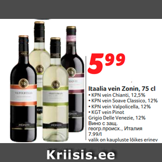 Allahindlus - Itaalia vein Zonin, 75 cl