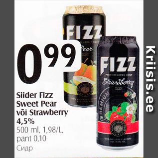 Allahindlus - Siider Fizz Sweet Pear või Strawberry