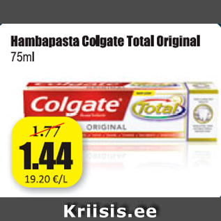 Allahindlus - Hambapasta Colgate Total Original 75 ml