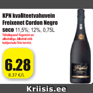 Allahindlus - KPN kvaliteetvahuvein Freixenet Cordon Negro seco