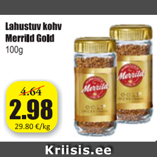 Allahindlus - Lahustuv kohv Merrild Gold 100 g