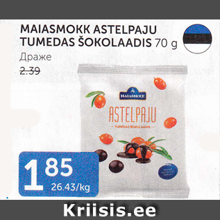 Allahindlus - MAIASMOKK ASTELPAJU TUMEDAS ŠOKOLAADIS 70 g