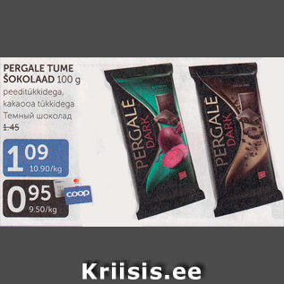 Allahindlus - PERGALE TUME ŠOKOLAAD 100 G