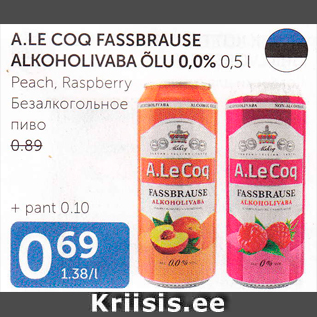 Allahindlus - A.LE COQ FASSBRAUSE ALKOHOLIVABA ÕLU 0,0%, 0,5 L