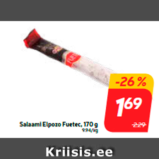 Allahindlus - Salaami Elpozo Fuetec, 170 g