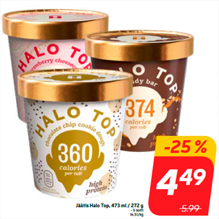 Allahindlus - Jäätis Halo Top, 473 ml / 272 g