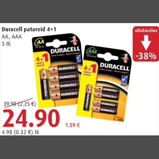 Allahindlus - Duracell patareid 4+1