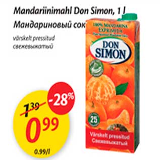 Allahindlus - Mandariinimahl Don Simon, 1 l