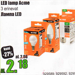 Allahindlus - Led lamp Acme