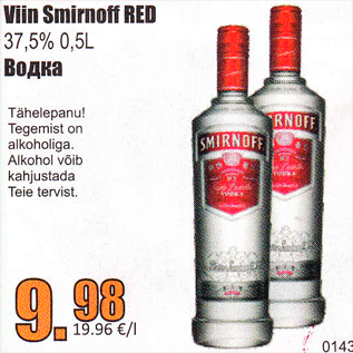 Allahindlus - Viin Smirnoff Red