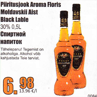 Allahindlus - Piiritusjook Aroma Floris Moldavskii Aist Black Lable