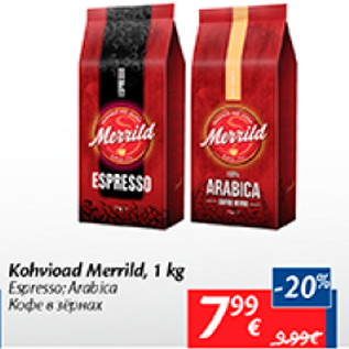 Allahindlus - Kohvioad Merrild, 1 kg