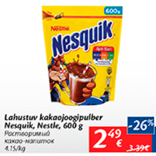 Allahindlus - Lahustuv kakaojoogipulber Nesquik, Nestle, 600 g