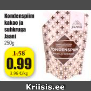 Allahindlus - Kondenspiim kakao ja suhkruga Jaani 250 g