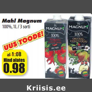 Allahindlus - Mahl Magnum 100%, 1L / 3 sorti