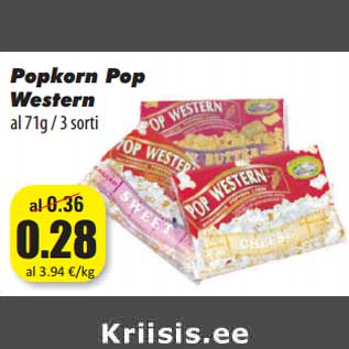 Allahindlus - Popkorn Pop Western al 71g / 3 sorti