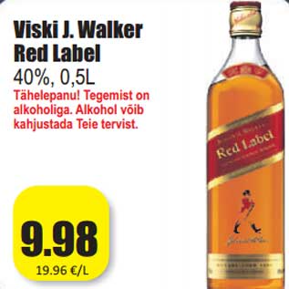 Allahindlus - Viski J. Walker Red Label 40%, 0,5