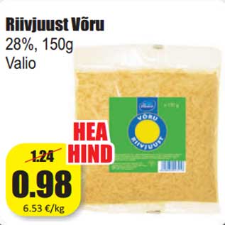 Allahindlus - Riivjuust Võru 28%, 150g Valio