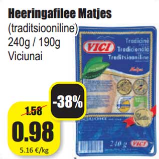 Allahindlus - Heeringafilee Matjes (traditsiooniline) 240g / 190g Viciunai