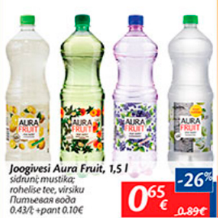 Allahindlus - Joogivesi Aura Fruit, 1,5 l