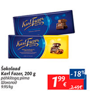 Allahindlus - Šokolaad Karl Fazer, 200 g