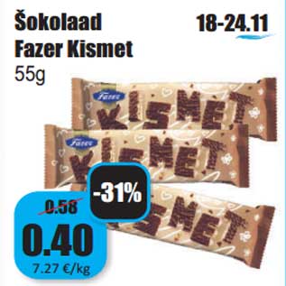 Allahindlus - Šokolaad Fazer Kismet 55g