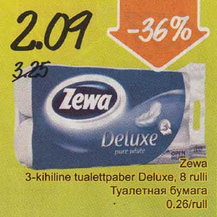 Allahindlus - Zewa 3-kihiline tualettpaber Deluxe, 8 rulli