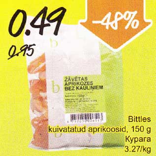 Allahindlus - Bittles kuivatatud aprikoosid, 150 g