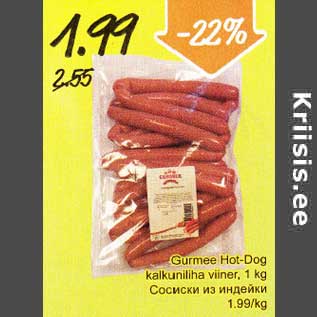 Allahindlus - Gurmee Hot-Dog kalkuniliha viiner, 1 kg