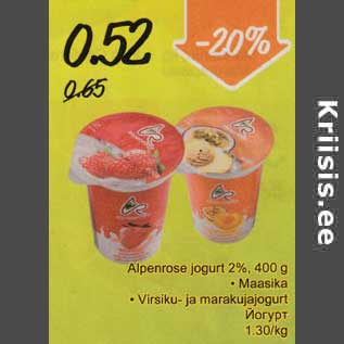 Allahindlus - Alpenrose jogurt 2%, 400 g