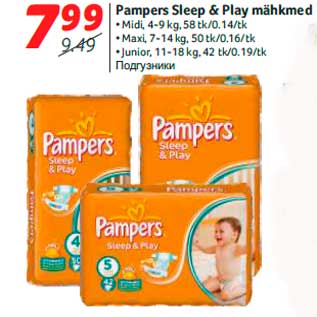 Allahindlus - Pampers Sleep & Play mähkmed