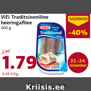 Allahindlus - Viči Traditsiooniline heeringafilee 400 g