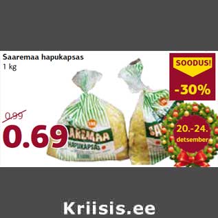 Allahindlus - Saaremaa hapukapsas 1 kg