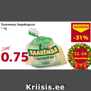 Allahindlus - Saaremaa hapukapsas 1 kg