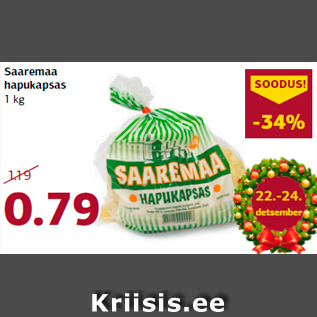 Allahindlus - Saaremaa hapukapsas 1 kg