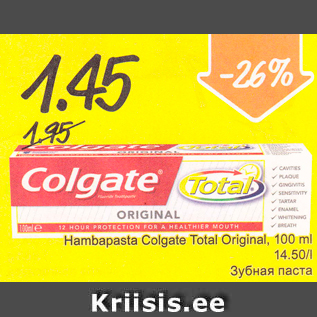 Allahindlus - Hambapasta Colgate Total Original, 100 ml