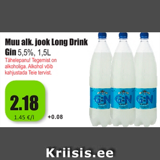 Allahindlus - Muu alk. jook Long Drink Gin