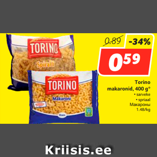 Allahindlus - Torino makaronid, 400 g*