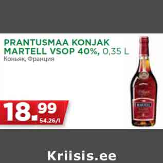 Allahindlus - PRANTUSMAA KONJAK MARTELL VSOP 40%, 0,35 L