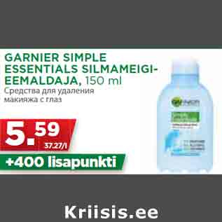 Allahindlus - GARNIER SIMPLE ESSENTIALS SILMAMEIGIEEMALDAJA, 150 ml