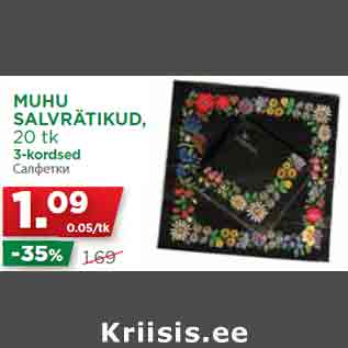 Allahindlus - MUHU SALVRÄTIKUD, 20 tk 3-kordsed