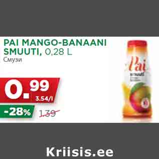 Allahindlus - PAI MANGO-BANAANI SMUUTI, 0,28 L